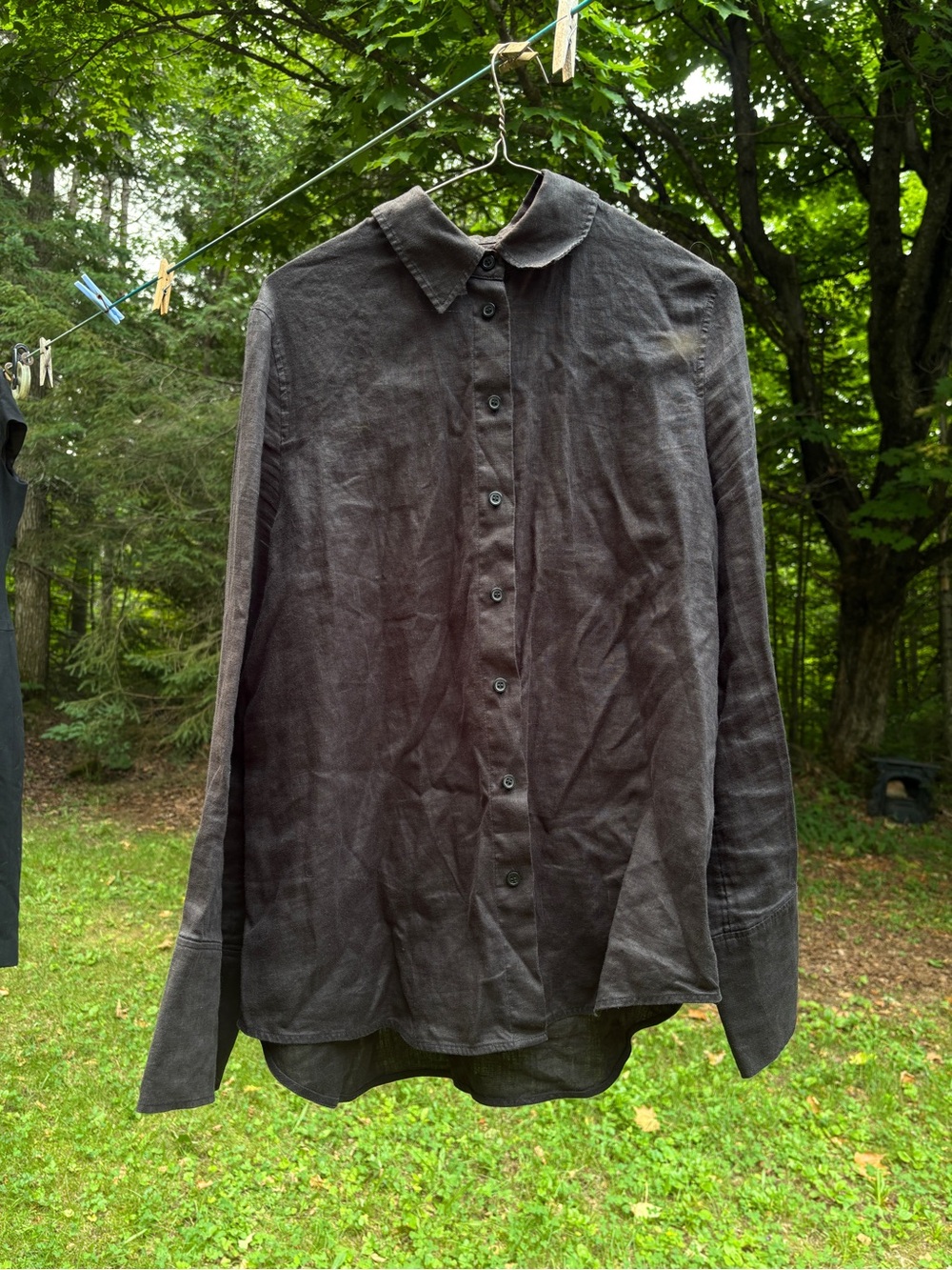 Cos Classic Button-Down Linen Shirt in Dark Charcoal